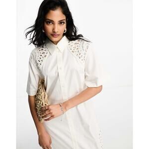 & Other Stories Crochet Insert Midi Dress White Womens XS Stockhold Atelier